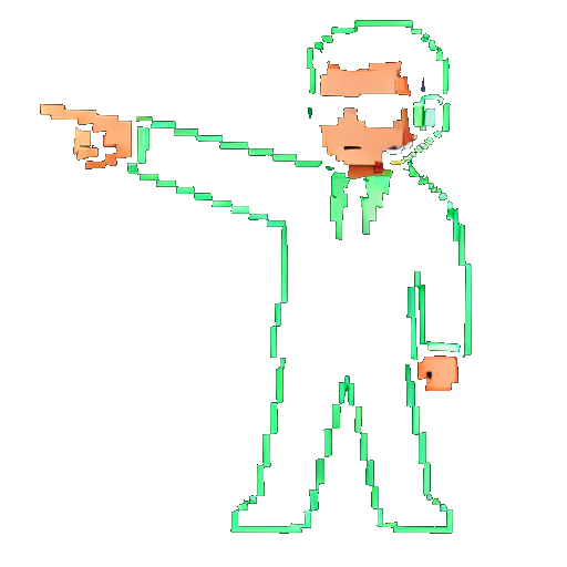 Pixel-art agent pointing — the concierge